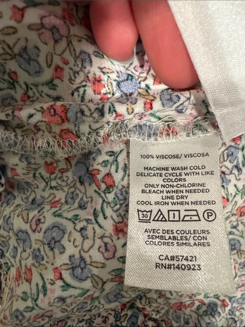 LOFT White Floral V-Neck Dress with Red & Blue Accents - Picture 5 of 5